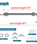 Plug And Play Ready To Wire 4 Ft Non Metallic Liquid Tight Conduit Kit with connectors and accessories displayed
