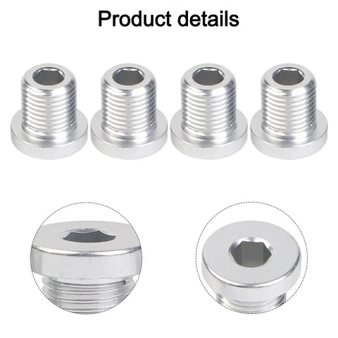 Four Pack M10xP0 Aluminum Rear Derailleur Hanger Bolts For Road Bikes Easy Install Silver Finish 8mm Long 5mm Hex Heads Replace Worn Derailleur Hanger Fasteners Bike Repair Essentials