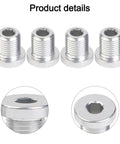 Aluminum Alloy M10 Rear Derailleur Hanger Bolts Set, 4 Pieces, silver finish, shown from top and side views with details.
