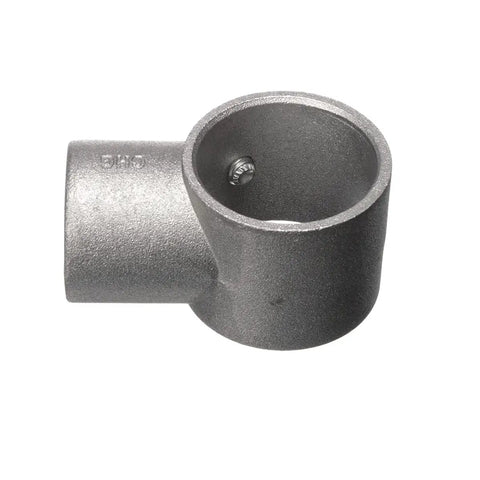 Smooth Brushed Aluminum Cross Brace Fitting Slaps Together Quick To Keep Your Custom Table Tops Dead Flat With Zero Shake By Bridging Your Heavy Duty One Five Eighth Inch Legs Straight To Crossbars, gray aluminum connector.