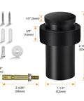 Heavy Duty Cylindrical Black Rubber Door Stops That Grip Tight And Shield Walls From Nasty Scuffs While Saving Floor Space And Looking Pretty Slick For Any Home Or Shop Setup Plus You Score Two Sturdy Bumpers detailed measurement diagram