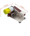 Mini Electric Belt Sander For Desktop Diy Polishing And Grinding Machine With Adjustable 7 Speed Control For Wood And Metal Projects compact design with a small motor and sanding belt.