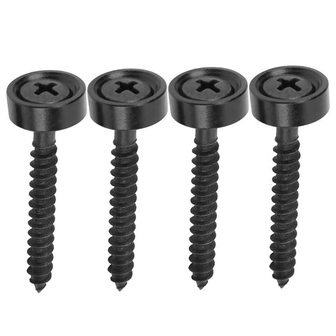 Guitar Neck Screws And Joint Bushing Set For Electric Bass 4 Piece Ferrule Fasteners With Shims String Ferrules Durable Metal Hardware For A Quick Snug Neck Fit And Rock Solid Install Black, four black screws