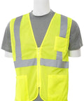Top Tier Hi Viz Lime Safety Vest For Site Crews Ansi Class 2 Type R Workwear With Zipper Front And Mesh Body 4 X Large on display