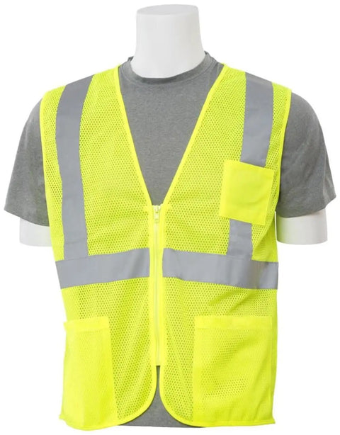 Top Tier Hi Viz Lime Safety Vest For Site Crews Ansi Class 2 Type R Workwear With Zipper Front And Mesh Body 4 X Large on display