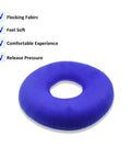 Tailbone Pain Relief Butt Round Pillow Inflatable Air Cushion With Flocked Fabric shown with benefits list