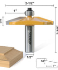 Bevel Raised Panel Router Bits 1/2 Inch Shank for Cabinet Doors, 2-1/2 Inch Diameter, Shaker Raised Frame and Panel Design