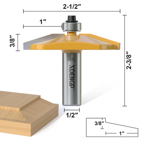 Bevel Raised Panel Router Bits 1/2 Inch Shank for Cabinet Doors, 2-1/2 Inch Diameter, Shaker Raised Frame and Panel Design