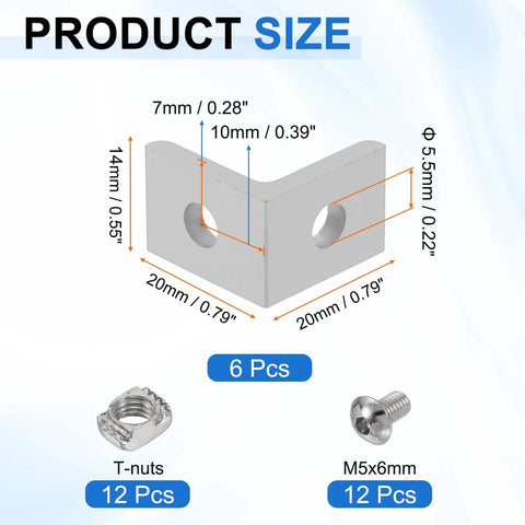 Top Notch 10 Pack Black L Corner Brackets With Nuts And Screws For 2525 European Profile Aluminum Extrusion Build dimensions and components