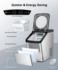 Nugget Ice Maker Countertop With Self Cleaning Delivers 44 Lbs In 24 Hours Of Chewable Nugget Ice Pellet Style 0.75 Gallon Tank Open