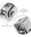 Close-up of Stainless Steel Door Pulley Wheel Built Tough Track Roller For Sliding Gates Smooth Operation And Quiet Performance Durable Gate Roller For Doors And Lifting Equipment Easy Installation showing material and features.