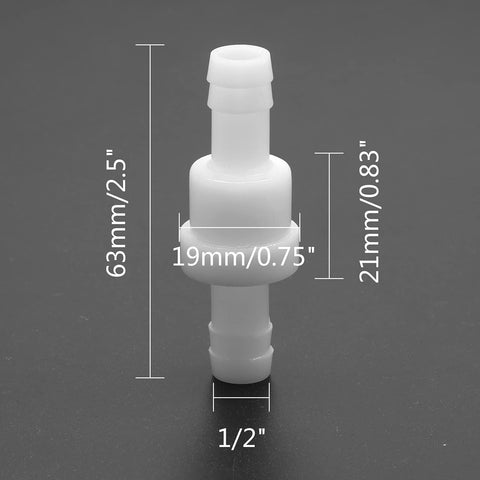 Half Inch Plastic Check Valve Set Inline One Way Barb Hose Valves PVDF Ozone Resistant Built Tough For Fuel Gas Oil Water And Air