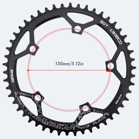 130 BCD Chainring 40T To 58T Narrow Wide Tooth Aluminum Lightweight For 1x Drivetrain On 7 To 12 Speed Road And Folding Bikes With Anti Drop Design And Safer Rides, 130mm size shown