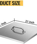 Round Fire Pit Lid 21 By 21 Inch With Handles, Durable Stainless Steel Cover, showing dimensions and handle for outdoor fire pits.