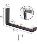 10 Pack Heavy Duty J Style Shelf Brackets With Lip 9 Inch Industrial Wall Mounted Floating Supports With Dimensions Shown