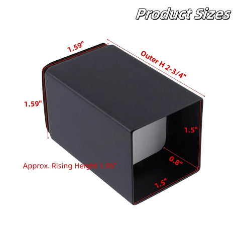 Rock Solid Carbon Steel Furniture Lifters That Dial In Your Level Game Perfect For Any Couch Or Table Pack Of Four Straight Line Black Square Pads With Soft Felt Liners dimensions showing height and width measurements.
