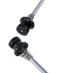Close-up of Locking M5 Hex Bike Wheel Skewers Quick Release Anti Theft Set with aluminum alloy construction, black heads.