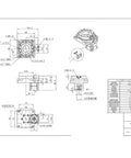 Slick Hollow Rotary Actuator Featuring Tight Precision Gearing And Minimal Backlash For Smooth Factory Automation and Stepper Motor Hookups Plus Easy Customizable Mounting Flexibility technical drawing showing dimensions and features.