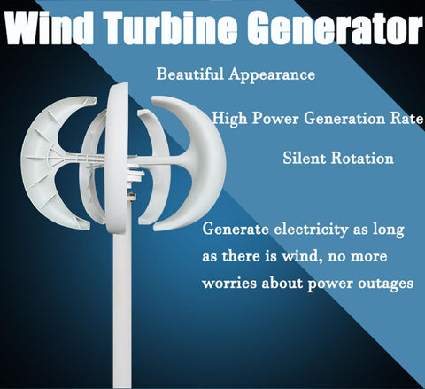 Vertical Lantern Wind Turbine Generator Kit With Controller, 4000W-6000W Output, 24V System, 5 Blade Design