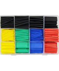 Top Quality Heat Shrink Tubing Kit With Assorted Sizes And Vibrant Colors For Superior Electrical Insulation Wire Repairs And Mechanical Protection Perfect For Electricians And DIYers Looking To Get Job Done Right Fast., assorted heat shrink tubing kit in plastic organizer, black and colored sizes