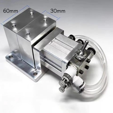 Pneumatic Milling Vise Heavy Duty Bench Clamp For Milling And Drilling Machines, Lightweight Aluminum Alloy Build, 3mm Stroke For Fast Precise Workpiece Positioning, Stable Clamping Force For Reliable Workholding. 60mm x 30mm aluminum vise with air hose