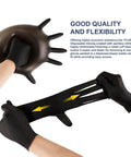 Demonstration of flexibility and stretch in Disposable Nitrile Gloves, Powder Free, Latex Free, Household Cleaning Gloves Medium 100 Pack.