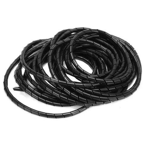 Spiral Cable Wrap 8mm Black Flexible Wire Organizer Sleeve For Tangle Free Cable Management Durable PVC 32.8ft Length Ideal For Wiring Electronics Kits And Diy Projects coiled in a bundle