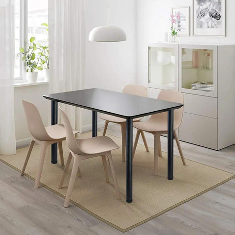 Dining table with 30 Inch Adjustable Metal Desk Legs Set Of Four With Square Mounting Plates Matte Black For Home Office Tables