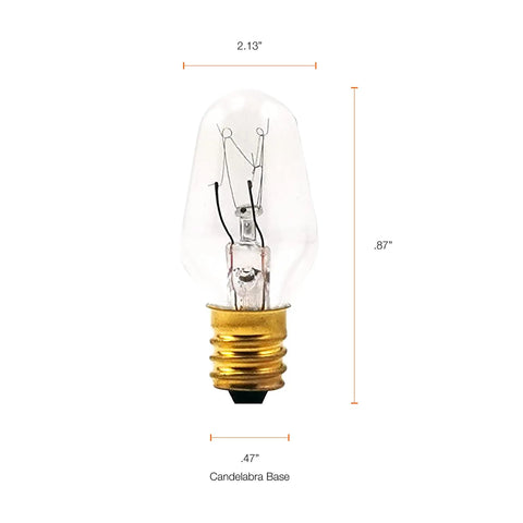 4 Watt Night Light Bulbs 4 Pack Incandescent C7 E12 Candelabra Base Dimmable Mini Bulbs For Night Lights 120V Clear Warm White Ideal For Plug In Lamps Wax Warmers And Small Decorative Fixtures showing bulb dimensions and shape