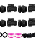 Four Pack Rain Barrel Spigot Kit With Three Quarter Inch Garden Hose Shut Off Valves And Three Quarter Inch GHT Bulkhead Fittings