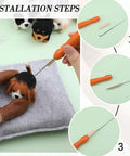 Step-by-step needle insertion into dog figure with Needle Felting Kit For DIY Craft Lovers Dope 12 Piece Starter Set With Wool Instructions.