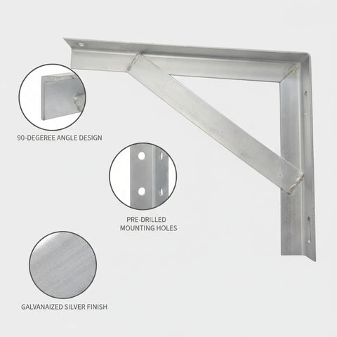 Beefy Heavy Duty Angled Shelf Bracket for Wood to Wood and Wood to Wall Framing, galvanized iron angle bracket, corrosion resistant