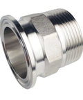 1.5-inch sanitary tri-clamp to NPT 1-1/4 hex male thread adapter, 304 stainless steel