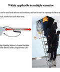 Heavy Duty Electric Pull Down Attic Ladder Telescoping Folding Loft Stairs featuring users accessing the ladder indoors with a motor.