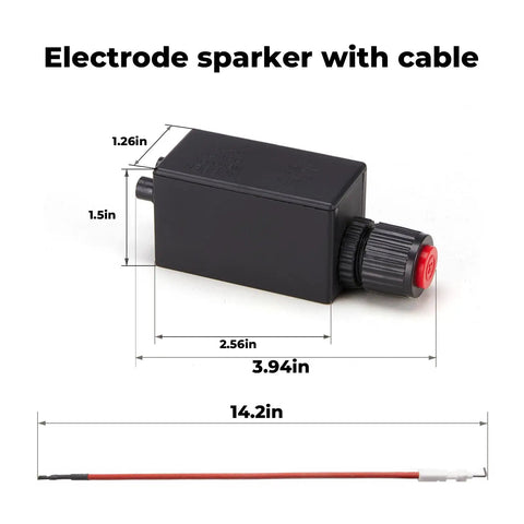 Electronic Igniter With Cable Replacement Part For Outdoor Pyramid Patio Heaters And Fire Pits Table CSA Certified dimensions shown