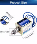 Beefy 24V 15N Pull Type Solenoid Electromagnet Built For Precise Linear Motion Open Frame With 10mm Stroke Spring Return And Low Friction 37 By 20 By 26.5mm 1A 9.6W DC Coil, size view