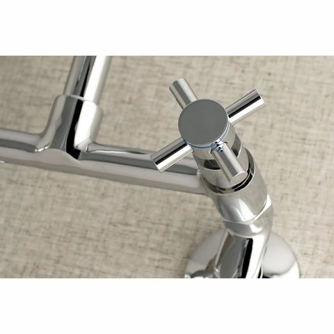 Concord 8-Inch Adjustable Center Wall Mount Kitchen Faucet Polished Chrome With A Solid Brass Build No-Fuss Drip-Free Ceramic Disc Cartridge