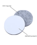 Set Of 48 Self Adhesive Felt Furniture Glides 25 mm Diameter Scratch Resistant Floor Protectors with adhesive backing shown