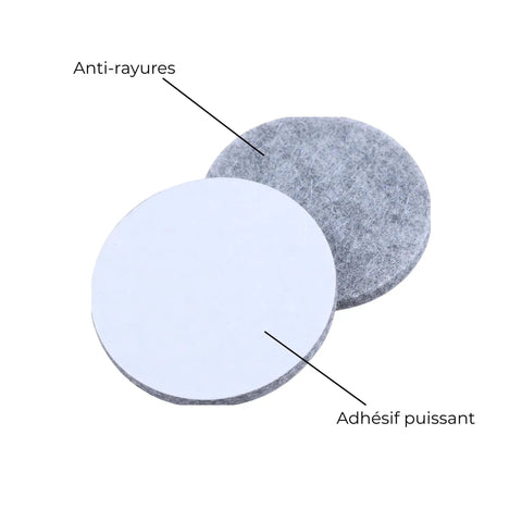 Set Of 48 Self Adhesive Felt Furniture Glides 25 mm Diameter Scratch Resistant Floor Protectors with adhesive backing shown