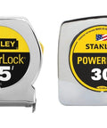 PowerLock Tape Measure Duo 25Ft and 30Ft Combo Pack Chrome Finish for Quick Accurate Measuring, Durable Steel Case, High Visibility Tape
