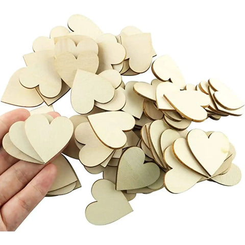 Two Inch Wooden Hearts Craft Kit 100 Pcs Blank Wood Hearts For DIY Wedding Decor Christmas Party Embellishments Natural Unfinished Wood Blanks For Crafts Scrapbooking And Gift Ornaments