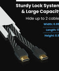 TV Cord Hider Kit 34 Inch White Peel And Stick Cable Concealer showing 17-inch cavity with two HDMI cables inside