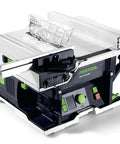 Cordless Table Saw With Battery Powered Circular Blade, compact portable benchtop tool showing digital controls and blade housing.