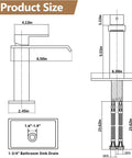 Dimensions diagram for Black Waterfall Bathroom Faucet With Deck Plate 1 Hole Or 3 Hole Lavatory Sink Tap Single Handle Pop Up Drain