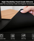 Silicone Coffee Mat For Ninja Luxe ES601 Espresso Machine Large Anti Slip Heat Resistant Bar Mat Built For Your Home Coffee Station Detachable 2 In 1 Design With Convex Edge Spill Proof Drying Rack Accessory shown with high flexibility, food-grade silicone in black color