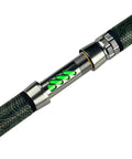 Close-up of Beast Catfish Rod, 7 Ft, Medium Heavy, One Piece, showing green glow in the dark night fishing detail