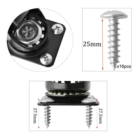 Close-up of Built Tough 2 Inch Caster Wheels Set Of 4 Locking Swivel Casters With Brake Double Ball Bearing hardware.