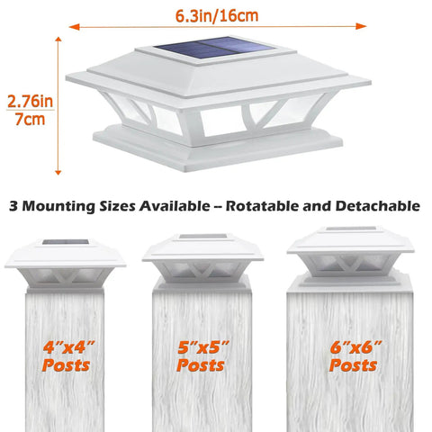 Two Pack Solar Post Cap Lights For Outdoor Decks And Fences Fits 4x4 5x5 6x6 Posts With Warm White And Cool White LEDs