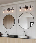 Three Light Modern Black Vanity Light For Bathroom With Farmhouse Clear Glass Shades And Open Bottom Sleek Bath Fixture Installation