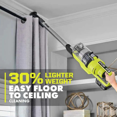Heavy Hitting Cordless Stick Vacuum Cleaner With 18 Volt Battery And Quick Charger features lightweight design for easy floor to ceiling cleaning.